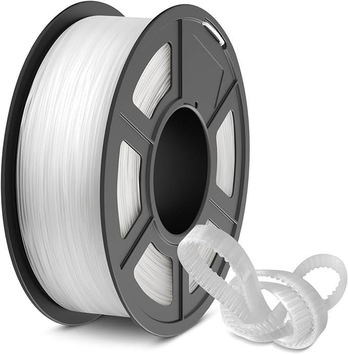SUNLU TPU 3D Printer Filament 1.75mm, High Speed 95A TPU Filament, Flexible 3D Filament for Fast Printing, Dimensional Accuracy +/- 0.03mm, (1kg Clear, 95a TPU)