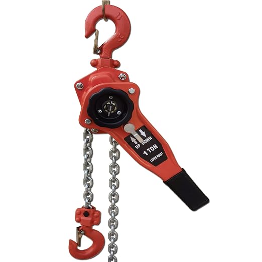Lever Chain Hoist 2200LBS 10FT, 1T 3M Lever Chain Hoist 1 ton Commercial Portable Hooks for Building Garages Warehouse Automotive Machinery【orange-1T/3m】