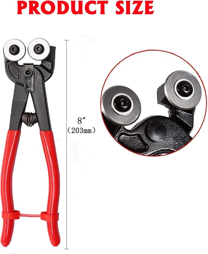 Glass Tile Nippers, Wheeled Glass Mosaic Tile Cutters Pliers Hand Tools, Shapping Plier, Kits for Crafts, Mosaic, Nipper Cutting Ceramic 8-Inch