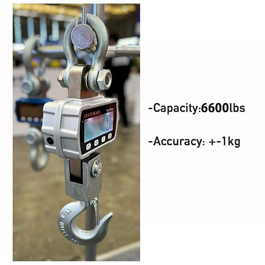 6600lb/3000kg Digital Crane Scale, Industrial Hanging Scale, Heavy Duty Electronic Scale, Battery Powered High Accuracy Scale, LCD Kilograms and Pounds Display
