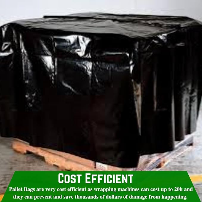 Farm Plastic Supply Pallet Covers - 3 Mil (55" x 53" x 75") - Heavy Duty Construction Grade Strength, Tear Resistant, Polyethylene Pallet Bags, Outdoor Protection, and Pallet Storage (Black, 5 Pack)