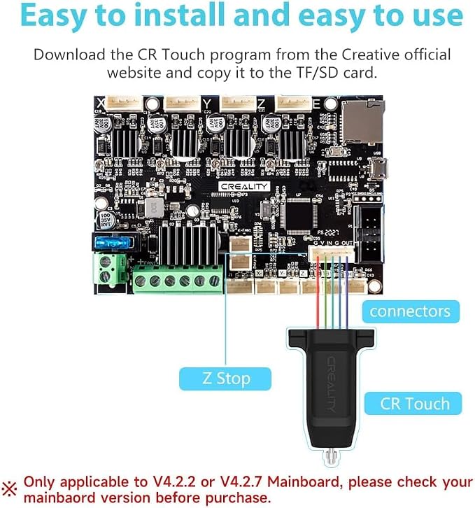 Creality CR Touch Auto Bed Leveling Sensor Kit for 3D Printer with Metal Push Pin for Ender 3/Ender 3 V2/Ender 3 Pro/3 Max/Ender 5 pro/CR-10 with 32 Bit V4.2.2/V4.2.7 Mainboard