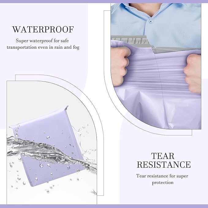 Metronic Large Poly Mailers 24x24 300 Pcs, Strong Adhensive Shipping Bags for Clothing, Waterproof Mailers Bags for Small Business, Shipping Envelopes, Tear-resistant Mailing Bags Bulk in Lilac Purple