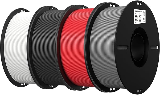 Creality PLA Filament 1.75mm Bundle 4KG, High Precision +/-0.02mm 3D Printer Filament, Consistent Extrusion, Smooth Printing, 4 Pack 1KG Spool, Fits for Most FDM 3D Printers(Black,White,Grey,Red)