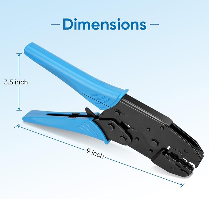 TICONN Crimping Tool for Heat Shrink Connectors - Ratcheting Wire Crimper - Crimping Pliers - Ratchet Terminal Crimper - Wire Crimp Tool (30C, Blue)