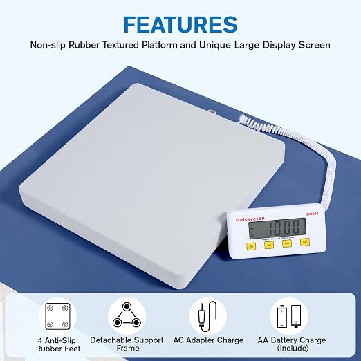 Helsevesen Extra Large Platform Fitness & Athletic Scales, 15.75 in/40 cm, Professional Physician Scale W/Remote Display, Wrestling Scale, Bariatric Floor Scale, Capacity 660 lb