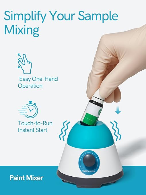 Mini Vortex Mixer, 0-3500RPM Touch Function Lab Vortex Shakers & Paint Mixer for Acrylic Paint, Nail Polish, Tattoo Ink, Gel Polish, Eyelash Adhesives & Test Tubes, Vortex Paint Mixer Machine