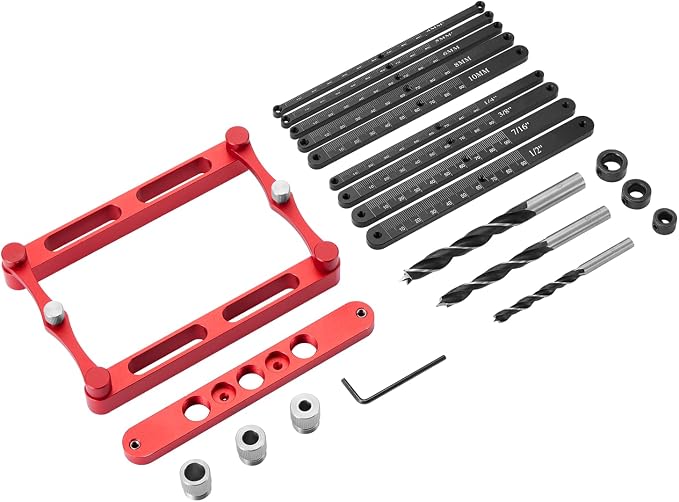 Positioner Locator Tool Dowel Jig Woodworking Joinery Hole Drill Guide，Center Finder Gauge with Self Centering Interchangeable Rods，Woodworking Marking Gauge for Precise Mortise and Tenon Jig
