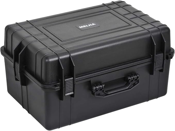 MEIJIA All Weather Waterproof Hard Camera Case,Hard Case with Customizable Fit Foam,Fit Use of Drones,Camera,Equipments,Pistols,Elegant Black (Black, 24.01"x16.92"X12.2")