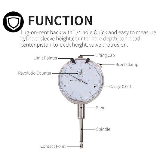 6434 Sleeve Height & Counterbore Gauge, 0-1" Dial Indicator with 0.001" Graduation, Diesel Engine Cylinder Liner Measuring Tool, Caterpillar Cummins Detroit Diesel Compatible