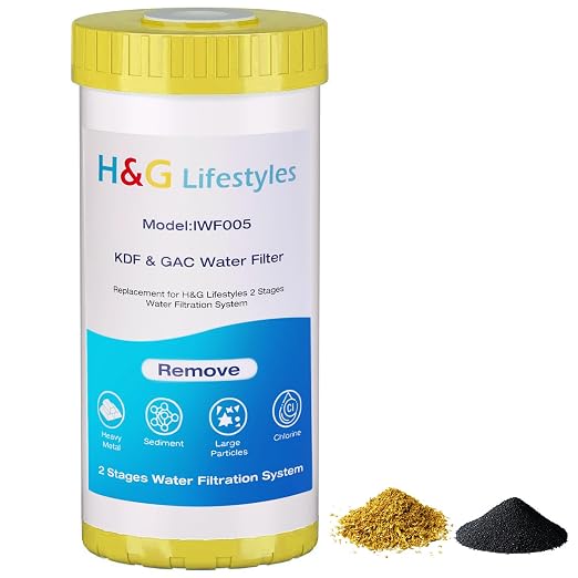 H&G Lifestyles 10" x 4.5" Whole House KDF and Carbon Water Filter | Reduce Chlorine Heavy Metal Improve Water Taste,Compatible with 84637, WPX5BB97P, PC10, 355214-45, 355215-45, WP10BB97P