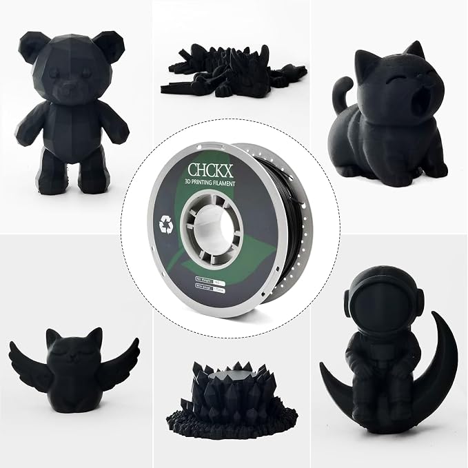 PETG Glass Fiber 3D Printer Filament, Dimensional Accuracy +/- 0.03 mm, 1kg Spool(2.2lbs), 1.75 mm Fit for Most 3D Printers, Black
