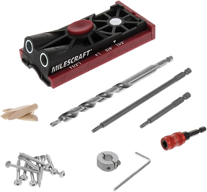 Milescraft Pocket Jig 200XCJ - Woodworking Tool Bundle with Double Barrel & Single Barrel Pocket Hole Jigs, 2" Face Clamp, Accessories