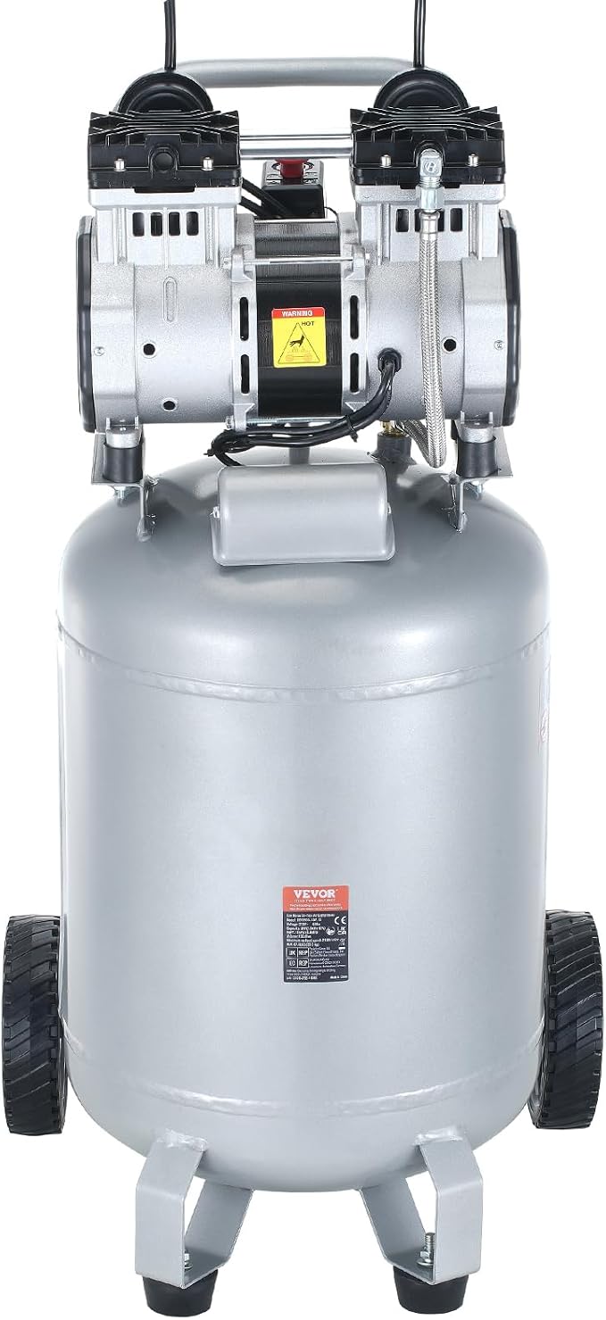 VEVOR 13-Gallon Air Compressor, 2HP, 4.6 SCFM@90PSI, Oil-Free Tank, 66dB Quiet Operation, Ideal for Tire Inflation, Woodworking, Auto Repairs, and Spray Painting (Maximum Pressure 125 PSI)