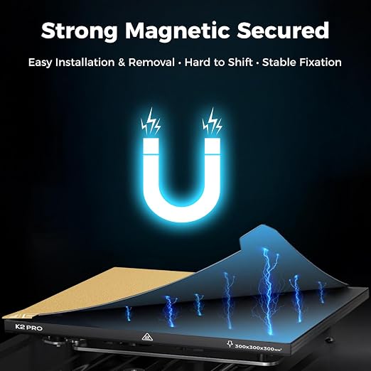 Creality K2 Pro Build Plate Original 325x310mm Dual Side Golden PEI Coating Spring Steel Magnetic K2 Pro Bed Plate Creality 3D Printer PEI Sheet for K2 Pro/K1 Max/Ender 3 V3 Plus
