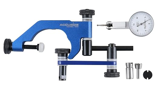 Accusize Dial Test Indicator 0.03 x 0.0005 in with Holder | Universal Holder Fits 5/32 in Shank or Dovetail; 0-12 in Reach; Includes 3/8 in and 5/32 in Clamps, P900-S186
