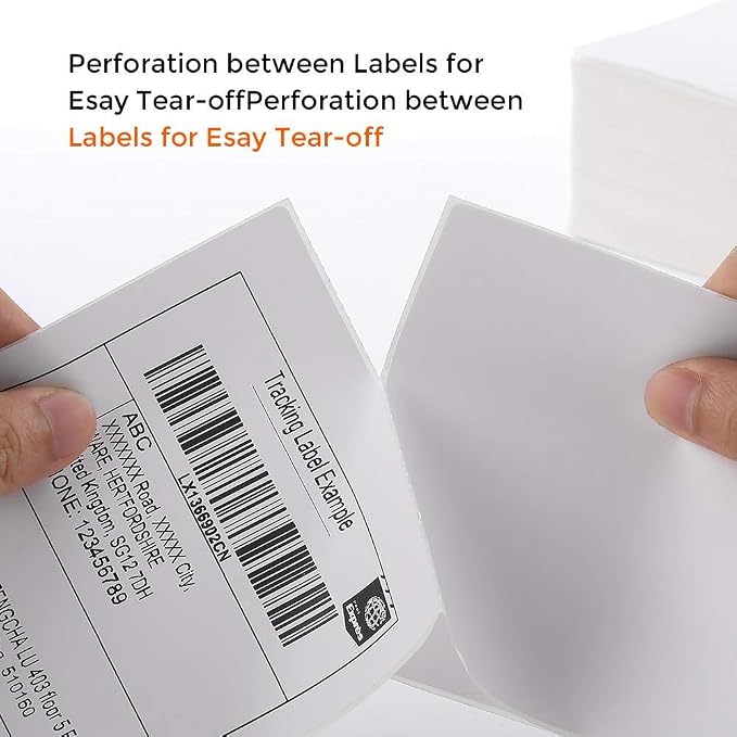MFLABEL 4x6 Direct Thermal Labels (7500 Labels) 4" x 6" Perforated Shipping Labels Compatible with Zebra Printers Fanfold Thermal Label Stickers for Shipping Packages - 15 Stacks White Labels