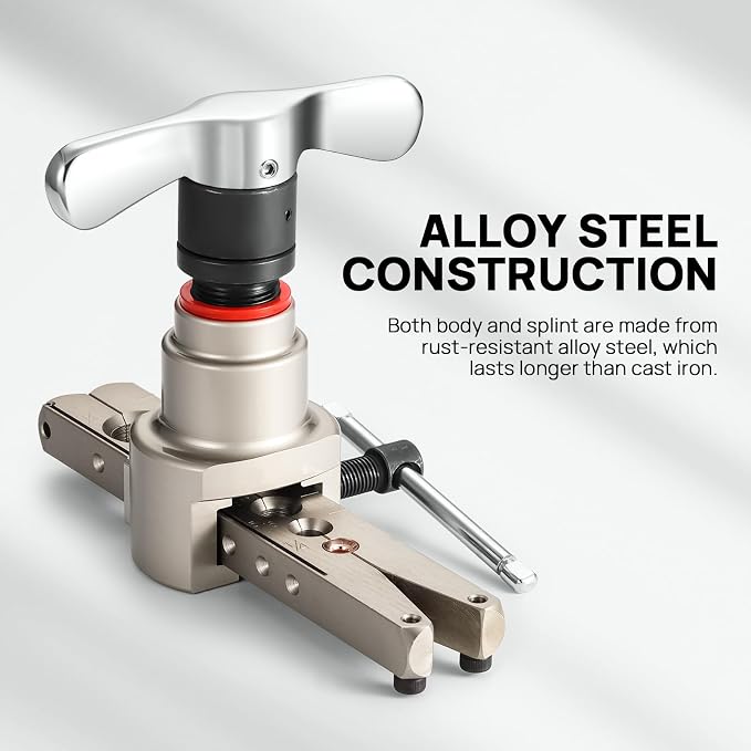 TURBRO HVAC Flaring Tool for 1/4’’ to 3/4’’ Pipes, Electric and Manual Flaring Tool, Compatible with Drills, Eccentric Cone Type for 45 Degree Single Flares, for Copper and Aluminum Pipes