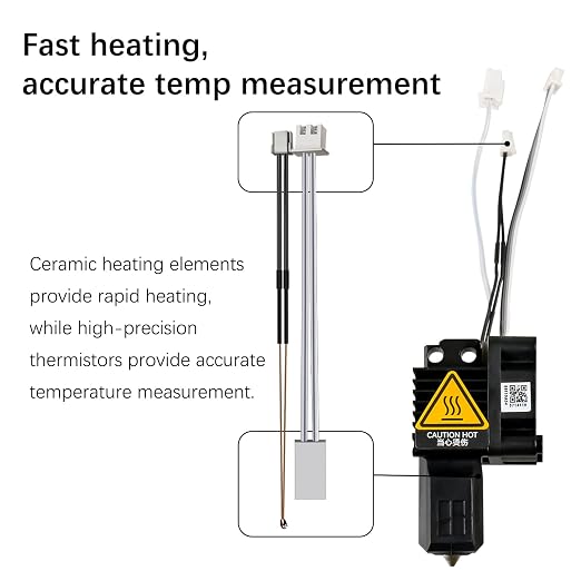 Original Bamboo Lab X1 X1C Hotend Assembly Complete with Hardened Steel 0.4mm Nozzle,Ceramic Heater, Thermistor, Cooling Fan for X1 Series 3D Printer Extruder Heating Block Replacement