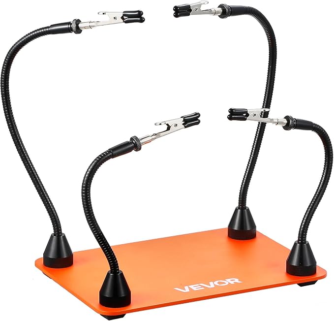 VEVOR Magnetic Helping Hands Soldering Station, 4 Flexible Arms Third Hand Tool, with Alligator Clips & Non-Slip Heavy-Duty Steel Base, Soldering Helping Hands for Electronic Repair Craft Hobby DIY