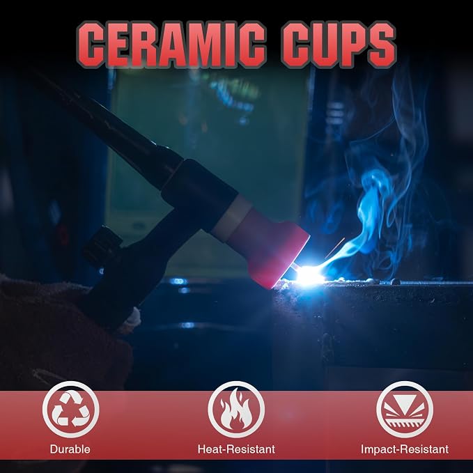 YESWELDER 123 Pcs TIG Welding Torch Stubby Gas Lens Ceramic Cup Kit For WP-17/18/26