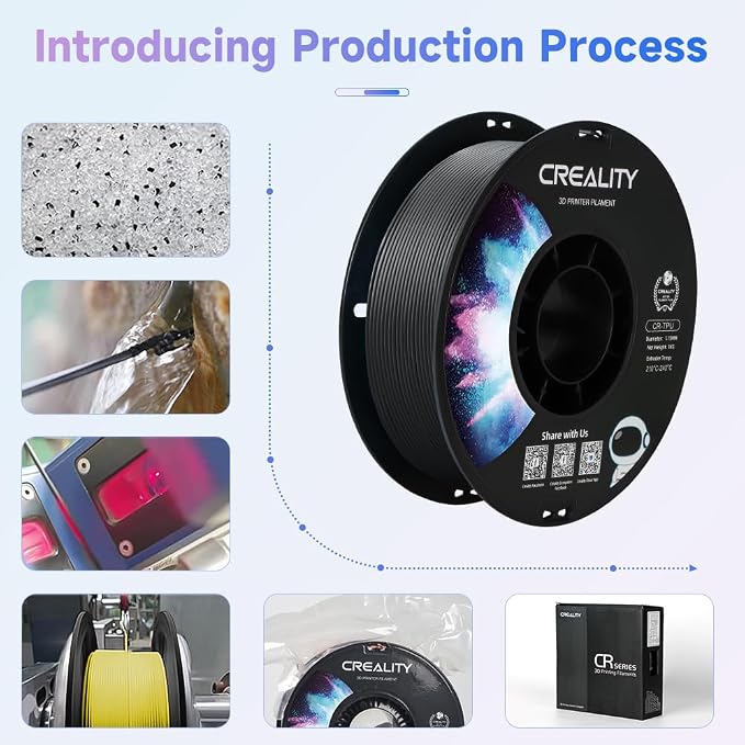Official Creality TPU Filament 1.75mm 1KG, Flexible 3D Printer Filament, 95A Shore High Hardness & Resilience, Dimensional Accuracy +/- 0.03 mm for Most FDM 3D Printers