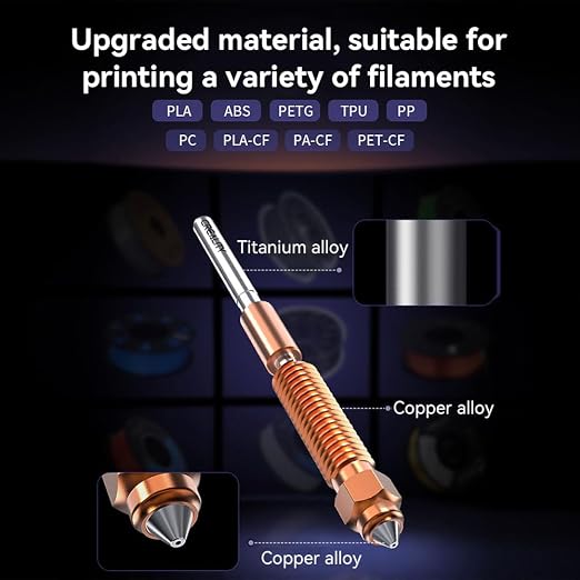 Creality K2 SE/K1C Nozzle, Upgrade Ender 3 V3 SE Unicorn 3D Printer Nozzle Kit, Original K1 Copper Alloy and Hardened Steel Nozzle for Creality K1 SE/K1 Max/Ender 3 V3 Plus/3 V3 KE 3D Printers (0.4mm)