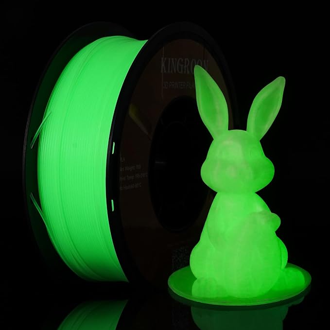 Kingroon Glow in Dark 1.75mm PLA Filament, Fit Most FDM 3D Printers, Dimensional Accuracy +/- 0.03 mm, 1kg Spool(2.2lbs), Luminous PLA 3D Printer Filament - Green
