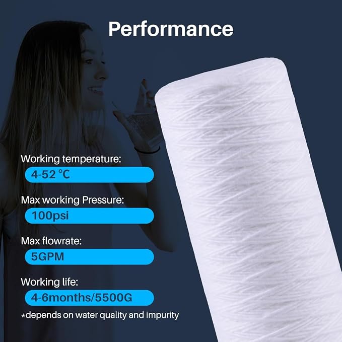 CFS – Large Capacity Sediment Water Filter Cartridge Compatible with Campbell HDSC5 Models – Removes Bad Taste – Whole House Replacement Filter Cartridge – 5 Micron – 9 3/4" Cartridge (3 Pack)