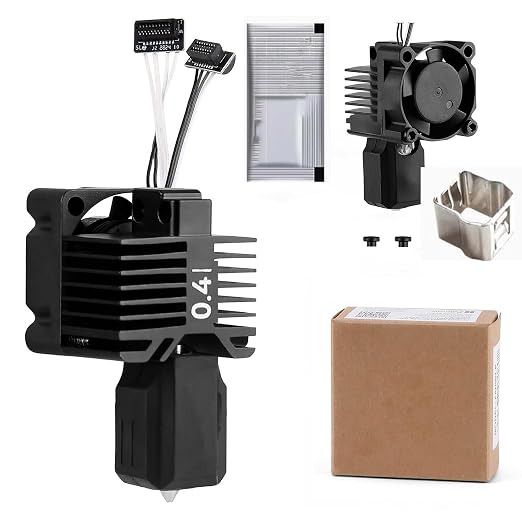 Bambou LAB P1P, P1S Hotend Complete Kit for P1 Series 3D Printer,Full Assembly Hardened Steel Hot End with Fan,Thermistor, Ceramic Heater, 0.4mm Nozzle Extruder Heating Block Replacement.