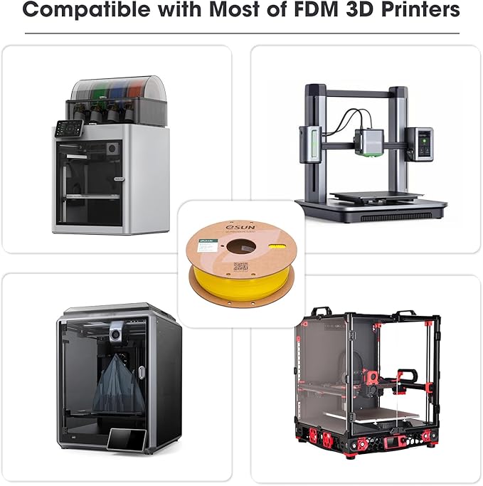 eSUN PLA Filament 1.75mm, High Toughness 3D Printer Filament Upgraded PLA Filament, Dimensional Accuracy +/- 0.03mm, 1KG Cardboard Spool (2.2 LBS) 3D Printing Filament for 3D Printers, Yellow