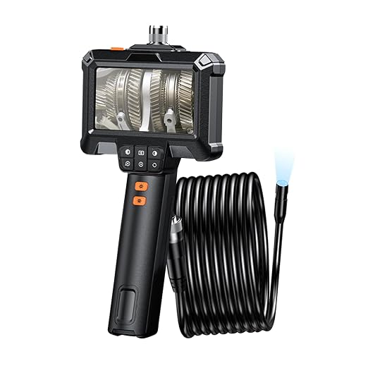 Borescope, Lighted Endoscope Camera, 2.0 MP HD Inspection, 4.3 Inch IPS Screen 1080P HD, IP67 Waterproof Pipe Snake Camera, 16.5ft Semi-Rigid Sewer Lens