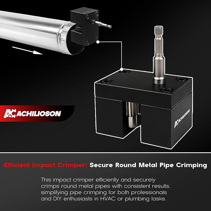 C5A2 Impact Power Assisted Crimper HVAC Crimping Tool - Shank Pipe Crimping Machine, Stainless Steel Pipe Fitting Splicing Tool for Sheet Metal Crimp