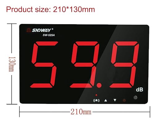 SNDWAY SW-525A 30-130dB Digital Sound Level Meter with Large LCD Display Noise Meter Decibel Wall Mounted Hanging (525A)