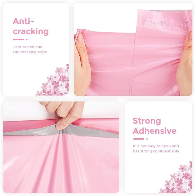 Metronic Poly Mailers 12X15.5 500Pack, Strong Adhesive Shipping Envelopes for Clothing, Waterproof Shipping Bags for Small Businesses, Flexible Mailers Poly Bags Packages Bags Light Pink