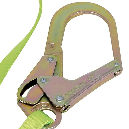 Peakworks Restraint Lanyard with Snap and Form Hooks - Lightweight, 1" Wide Heavy Duty Polyester Webbing, Hi-Vis Green - Use for Inspection Work, Construction, Demolition & Maintenance - 4 Ft Length