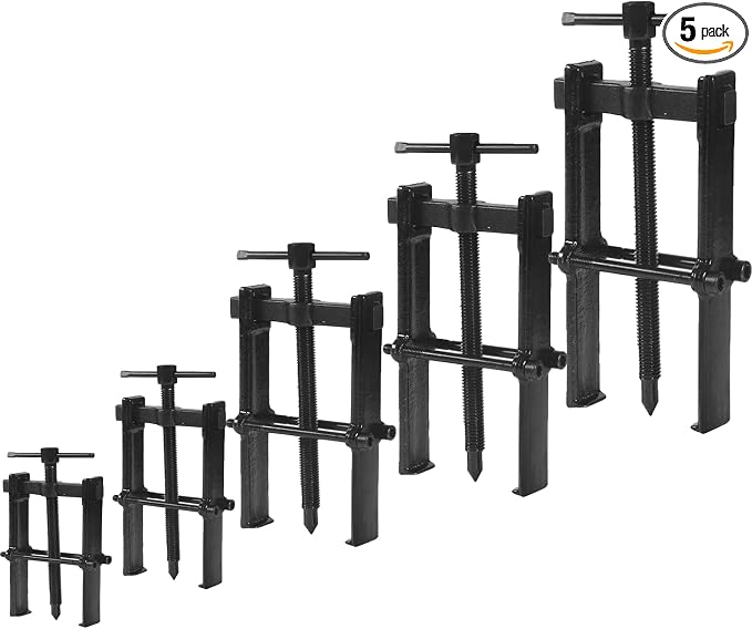 2 Jaws Bearing Puller 5-Piece Set, 2'' 3'' 4'' 6'' 8" Adjustable Two Jaw Puller Remover Tool, Carbon Steel Pump Removing Kit for Wheel, Bearings, Gears, Motorcycle