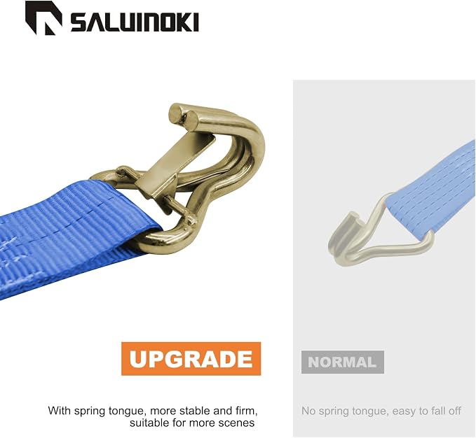 8Pack 2 inch Ratchet Straps Heavy Duty 15 ft J Hook with Anti-Loss Lock, 2 inch Tie Down Straps for Trucks, Cargo Straps Ratcheting Blue