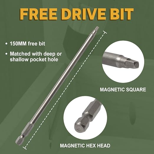 LIONMAX Pocket Hole Screws #8 x 1-1/4", 1000PCS Pocket Wood Screws with Coarse Thread, Square Drive, Self Tapping, for Indoor Use, Zinc Plated, 150MM Drive Bit Included