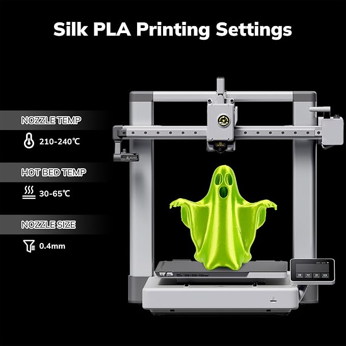 AMOLEN PLA 3D Printer Filament Silk PLA Filament 1.75mm Silk Filament Pack Black/Red Copper/Purple/Neon Green 3D Printing Filament Bundle for Holiday 3D Printing, 200gX 4 Spools