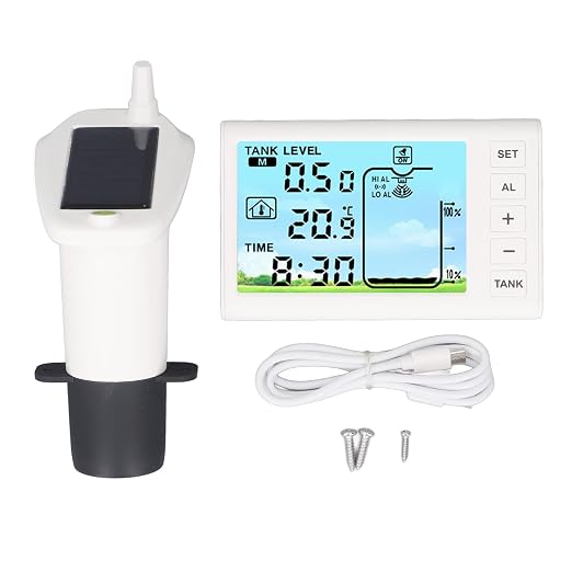 Ultrasonic Liquid Level Sensor Wireless Water Tank Depth Meter with Temperature Monitoring Automatic Control for Household Water Storage Systems ABS Material 4.3 Inch Display