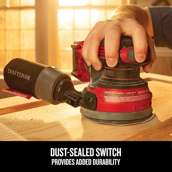 CRAFTSMAN V20 Orbital Sander, Cordless, 12,000 OPM, Bare Tool Only (CMCW220B)
