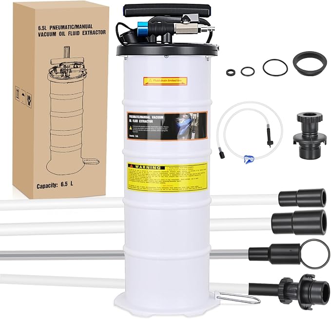GOOACC Oil Extractor Pump 6.5L Pneumatic Manual Fluid Extractor Pump for Oil Change Tool Kit with Dipstick and Suction Hose Oil Vacuum Pump Extractor for Automotive Boats Motorcycles Fluids Transfer