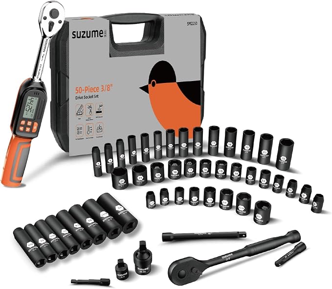 SUZUME 3/8" Drive Impact Socket Set & 3/8 Digital Torque Wrench