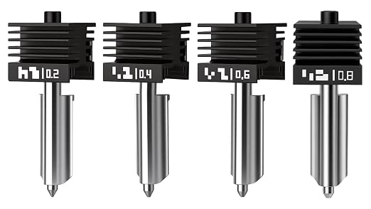 4PCS P2S Hotend Kit with Hardened Steel Nozzle for Bamboo lab H2D/H2S/H2C/X2D/P2S 3D Printer, One-Piece Integrated Design for Reduced Clogging (0.2+0.4+0.6+0.8)