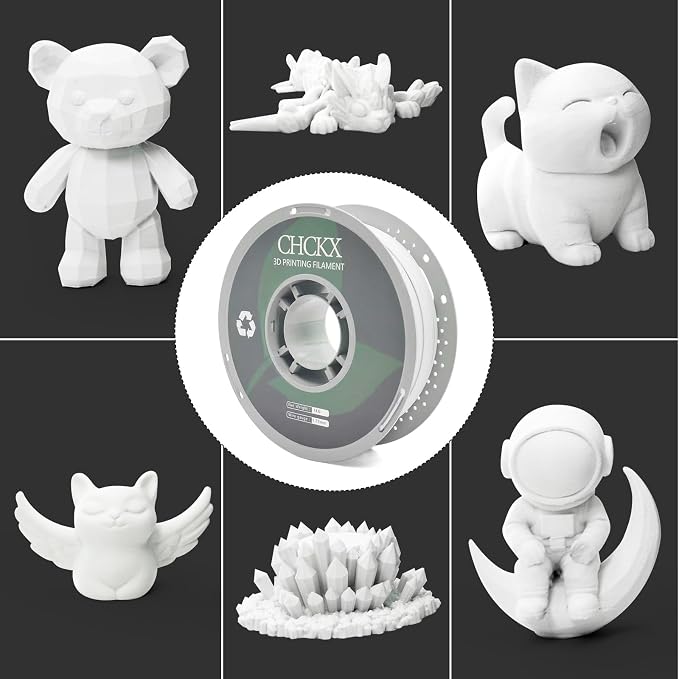 PETG Glass Fiber 3D Printer Filament, Dimensional Accuracy +/- 0.03 mm, 1kg Spool(2.2lbs), 1.75 mm Fit for Most 3D Printers, White