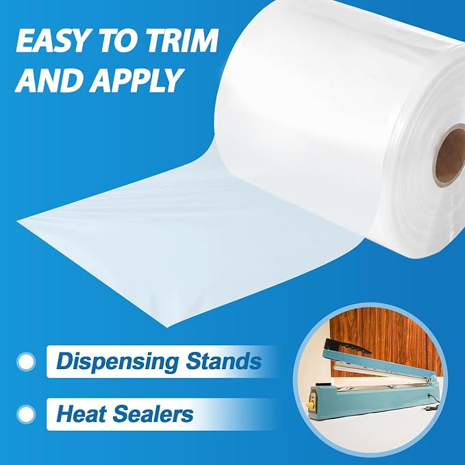 2 Pack 12" x 500' Lay Flat Poly Tube Bags Poly Tubing Roll 2 Mil Clear Food-grade Polyethylene Custom Bag Packaging for Shipping, Storage Food