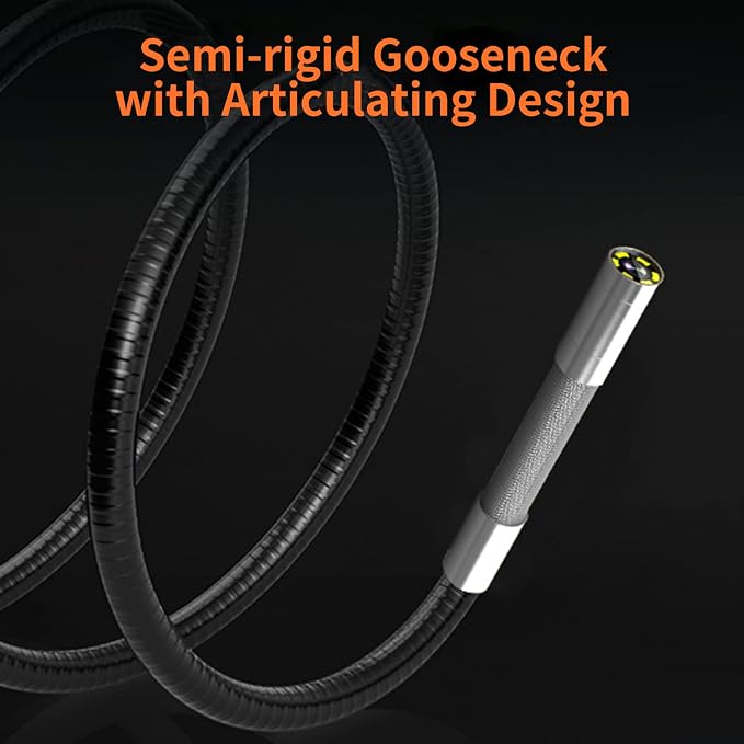 10FT Articulating Borescope with Light, Two-Way Steering Industrial Endoscope Inspection Camera 0.33in Fiber Optic Snake Camera Waterproof for Electriction Wall Pipeline Inspection