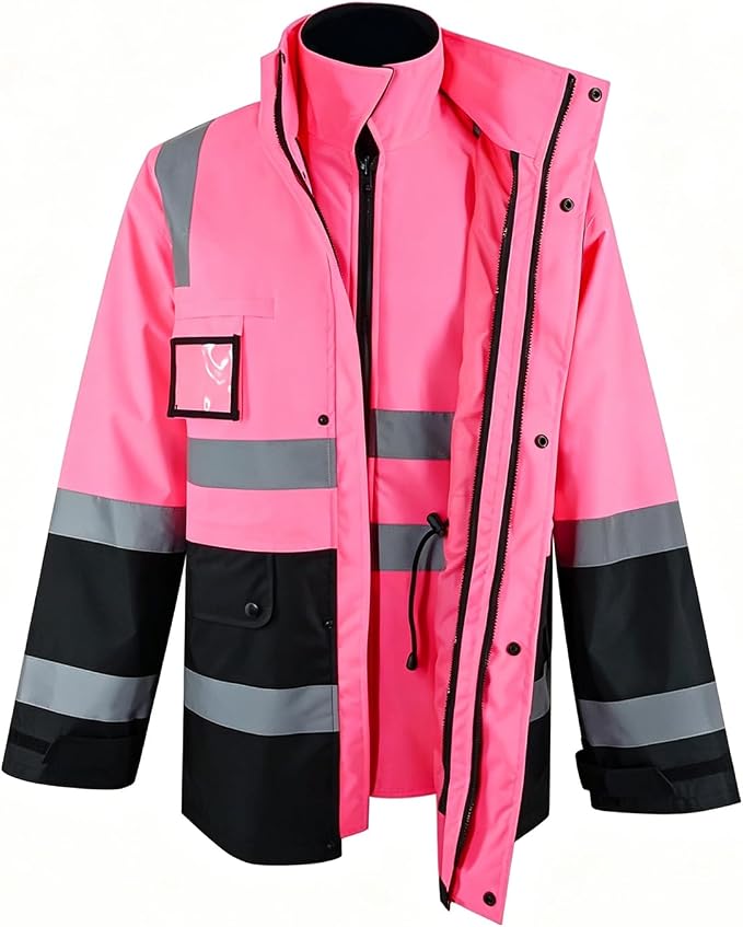 SMASYS Safety High Visibility Oxford Double Thick Reflective Jacket, ANSI Class 3, Construction Protective Work Wear