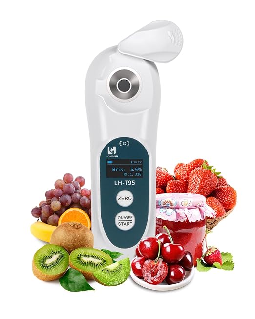 3-in-1 Digital Brix Refractometer with ATC/Refractive Index(RI), 0-95% Brix Measurement Range, High Accuracy Fast Touchscreen Test for Honey/Maple Syrup/Fruit Juice/Coffee | Digital Brix Refractometer with ATC 0-95%